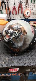 casco jet aerografato tigre doberman più integrale