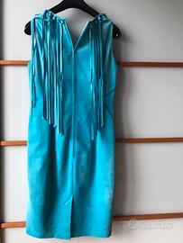 Scamiciato in pelle scamosciata colore azzurro