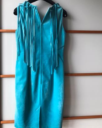 Scamiciato in pelle scamosciata colore azzurro