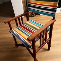 Set di 4 sedie pieghevoli da giardino legno stoffa