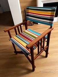 Set di 4 sedie pieghevoli da giardino legno stoffa