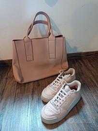 Set borsa e scarpe rosa cipria