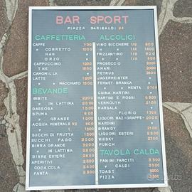 listino prezzi 70x50 BAR SPORT specchio Anni 70