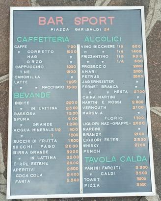 listino prezzi 70x50 BAR SPORT specchio Anni 70