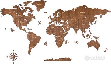 Creawoo Mappa del Mondo in Legno da Parete Decoraz