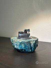 Accendino da tavolo vintage con base in pietra nat