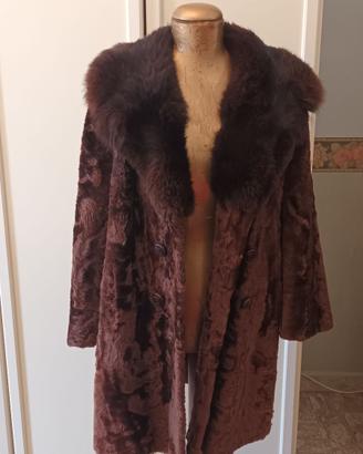 astrakan persiano bordeaux con collo in volpe