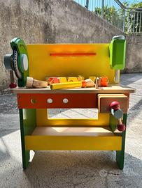 Banco da lavoro in legno per bambini con attrezzi