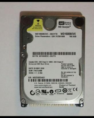 HARD DISK 2.5 IDE 160GB E 250GB E IDE M-SATA