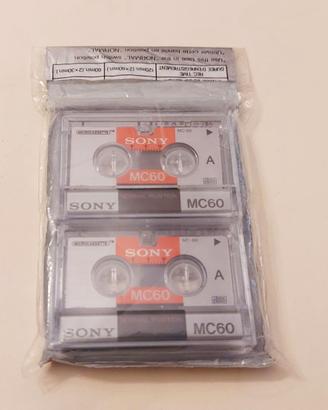 2 Microcassette Sony MC60 per Dittafono Sigillate