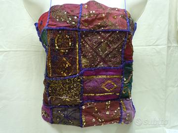 Top donna con laccetti paillettes INDIANO viola