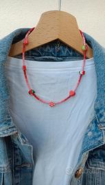 Collana dell'amicizia con perline rosse