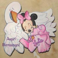 Fiocco nascita in legno per arrivo cicogna