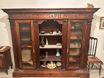 Libreria/vetrina antica in legno massello