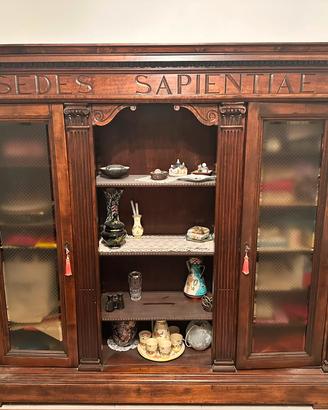 Libreria/vetrina antica in legno massello