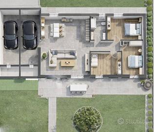 in villa bifamiliare Nuovo quadrilocale con giardi