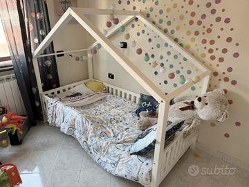 Lettino a Casetta Montessori in Legno Bianco