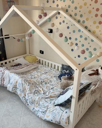 Lettino a Casetta Montessori in Legno Bianco