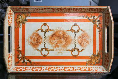 Vassoio in legno vintage decoupage - 36x24