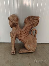 Scultura antica in legno intagliato a mano  Sfinge