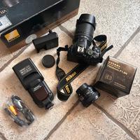 Nikon d5500 + 2 obiettivi +flash +caricatore