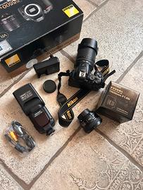 Nikon d5500 + 2 obiettivi +flash +caricatore