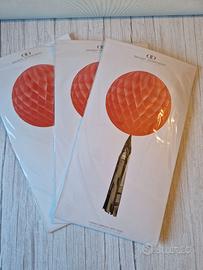 Lotto 3 palle a nido d’ape 35 cm con nappa corallo