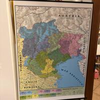 Cartina Triveneto 100x140 da appendere
