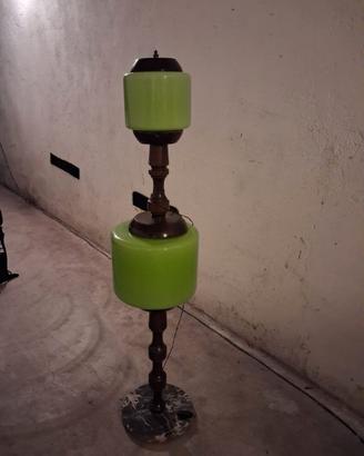 Piantana Vintage Anni '70 in Vetro Opalino Verde e