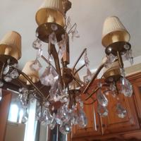 LAMPADARIO VINTAGE a GOCCE c-CANDELE in LEGNO DEC.