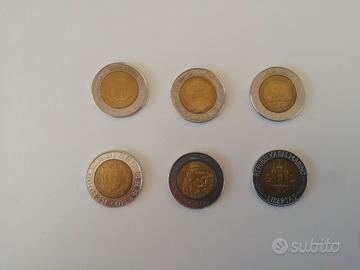 Sei monete da 500 lire bimetalliche San Marino
