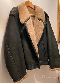 Bomber aviatore in pelle B-3 in shearling