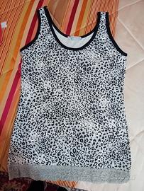 canotta donna rossoporpora leopardata