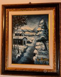 Quadro a olio “Fantasia” con cornice e certificato