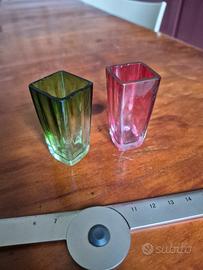 coppia piccoli vasi in vetro artistico di Murano 