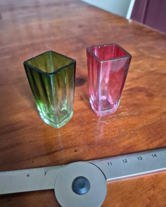 coppia piccoli vasi in vetro artistico di Murano 