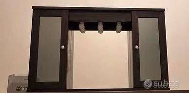 Specchiera in legno massello wengè con sportelli