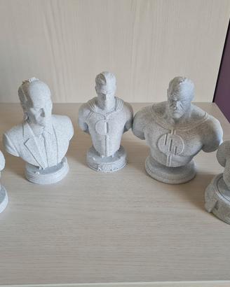 Set 5 Busti Invincible 15cm - Stampa 3D Marble