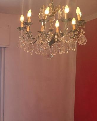 Set 4 Lampadari Cristallo e Ottone Stile Impero