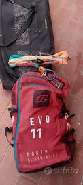 Vela kitesurf Evo 11 con tavola e barra