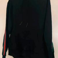 Felpa Stamped nera tg L con bande Web verdi rosse