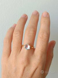 Anello quarzo aura elettroformato 