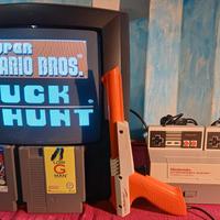 Nintendo nes con pistola, retro console vintage