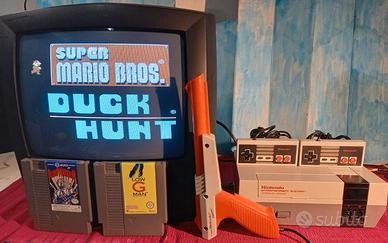 Nintendo nes con pistola, retro console vintage