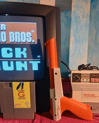 Nintendo nes con pistola, retro console vintage