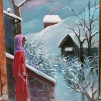 Eliano Fantuzzi olio su tela quadro Neve