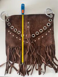 Borsa vintage in camoscio con frange