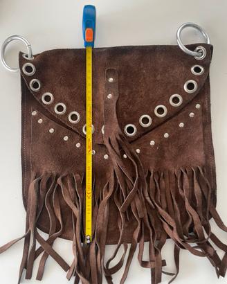 Borsa vintage in camoscio con frange