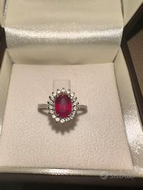 Anello Oro 18kt Bianco Rubino