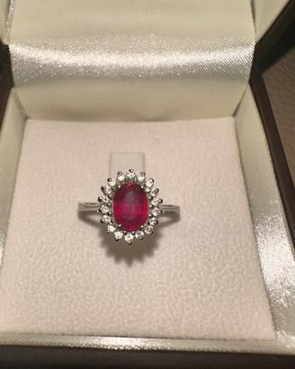 Anello Oro 18kt Bianco Rubino